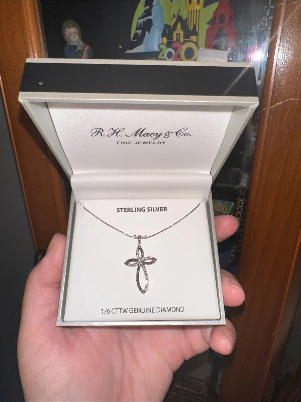 Sterling Silver Diamond Cross Necklace - Silver